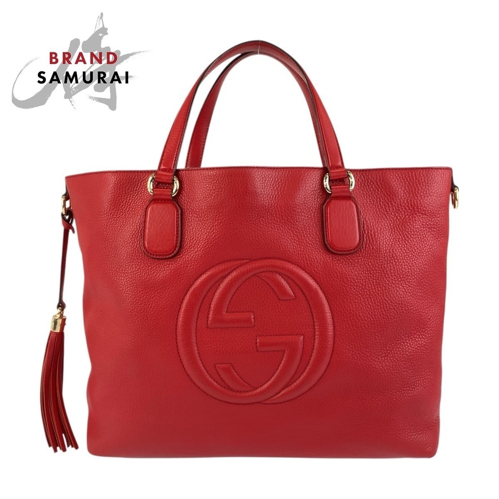 GUCCI Soho tote bag handbag red leather